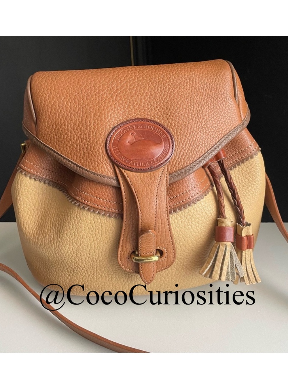 Dooney and Bourke Teton Leather Bag Wheat Mushroom  Saddle Tan #23